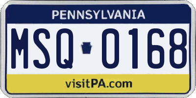 PA license plate MSQ0168