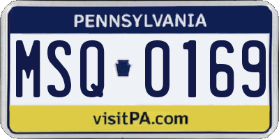 PA license plate MSQ0169