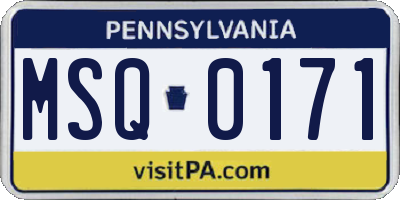 PA license plate MSQ0171