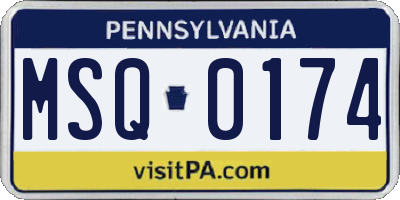 PA license plate MSQ0174