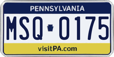 PA license plate MSQ0175