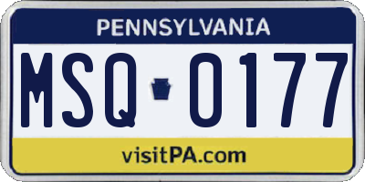 PA license plate MSQ0177