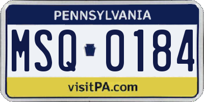 PA license plate MSQ0184