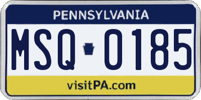PA license plate MSQ0185