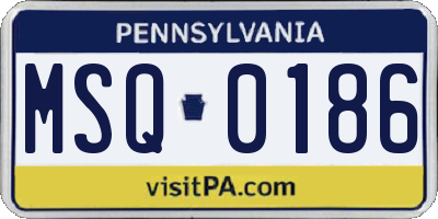 PA license plate MSQ0186