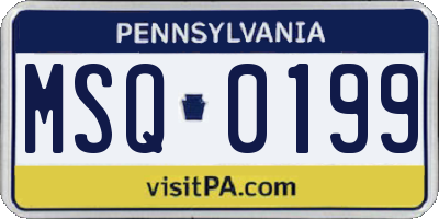 PA license plate MSQ0199