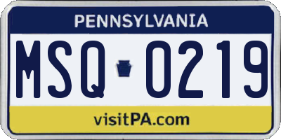 PA license plate MSQ0219