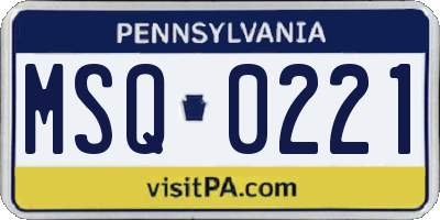 PA license plate MSQ0221