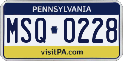 PA license plate MSQ0228