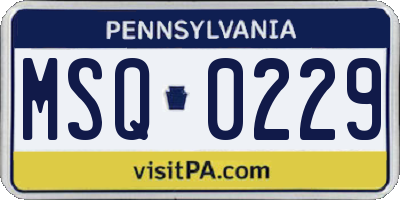 PA license plate MSQ0229