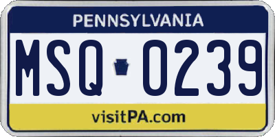 PA license plate MSQ0239