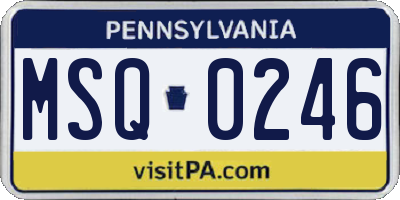 PA license plate MSQ0246