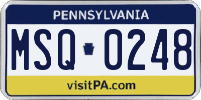 PA license plate MSQ0248
