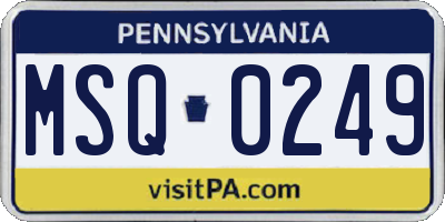 PA license plate MSQ0249