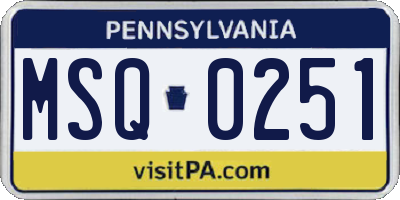 PA license plate MSQ0251
