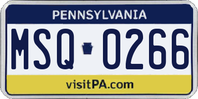 PA license plate MSQ0266