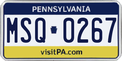 PA license plate MSQ0267