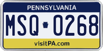 PA license plate MSQ0268