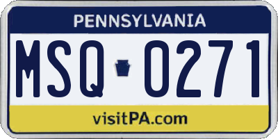 PA license plate MSQ0271