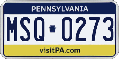 PA license plate MSQ0273