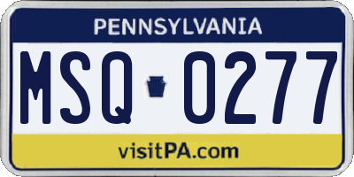 PA license plate MSQ0277