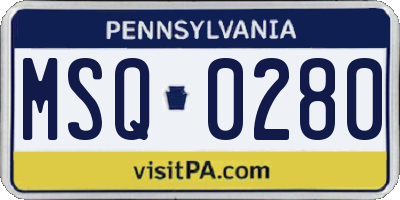 PA license plate MSQ0280