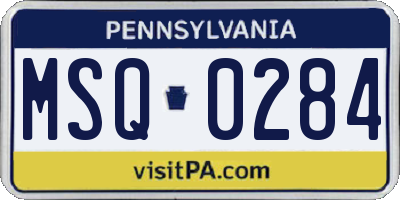 PA license plate MSQ0284