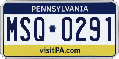 PA license plate MSQ0291