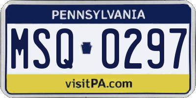 PA license plate MSQ0297