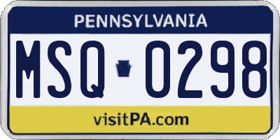 PA license plate MSQ0298