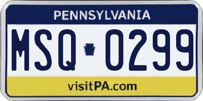 PA license plate MSQ0299