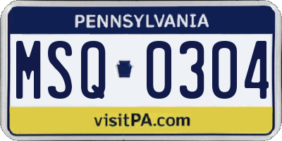 PA license plate MSQ0304