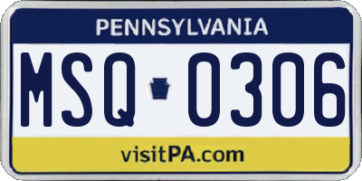 PA license plate MSQ0306