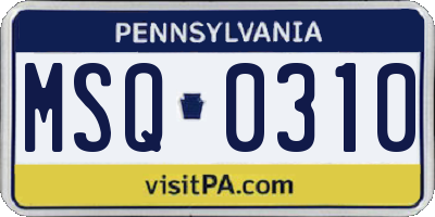 PA license plate MSQ0310