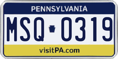 PA license plate MSQ0319