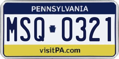 PA license plate MSQ0321