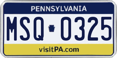 PA license plate MSQ0325