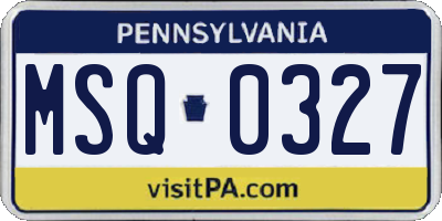 PA license plate MSQ0327