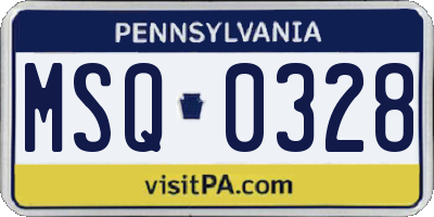 PA license plate MSQ0328