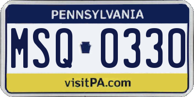 PA license plate MSQ0330