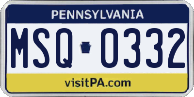 PA license plate MSQ0332