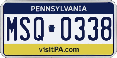 PA license plate MSQ0338