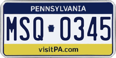 PA license plate MSQ0345