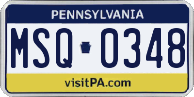 PA license plate MSQ0348