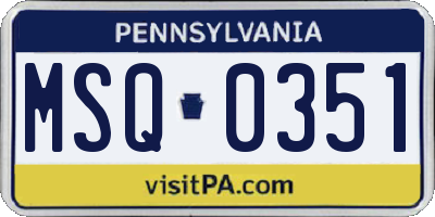 PA license plate MSQ0351