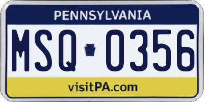 PA license plate MSQ0356