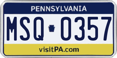 PA license plate MSQ0357