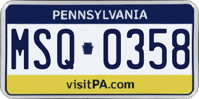 PA license plate MSQ0358