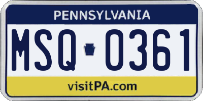 PA license plate MSQ0361
