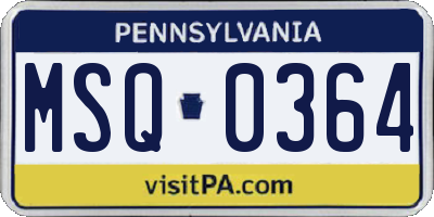 PA license plate MSQ0364